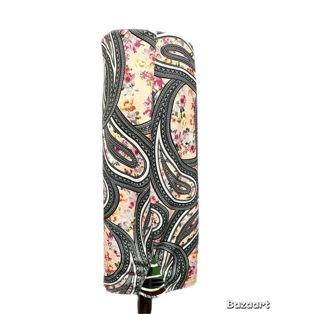 Bisou Bisou Pencil Straight Skirt Stretch Multi-Color Paisley. Size L